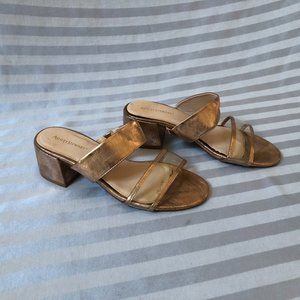Ashley Stewart SHINY Gold sandals with gold heels - Size 10W